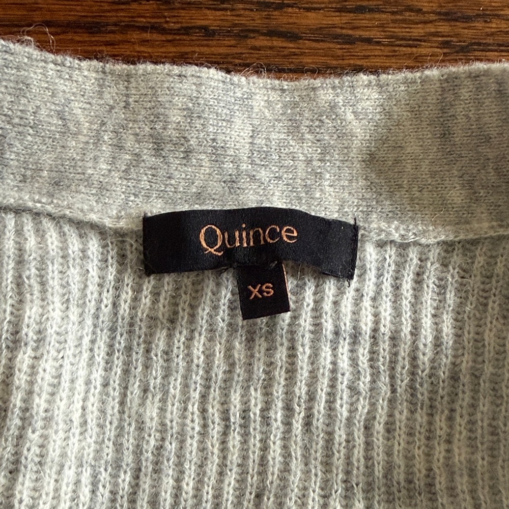 Quince Light Gray Ribbed Cardigan - Picture 2 of 2